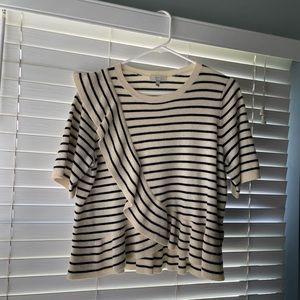 Joie Striped Short Sleeve Peplum Sweater